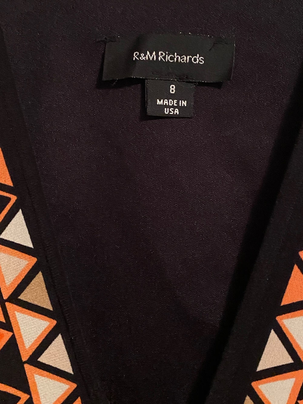 R&M Richards V-Neck Geometric Maxi Dress in Orange, Black. Pink & Cream, Size 8 - Picture 5 of 8